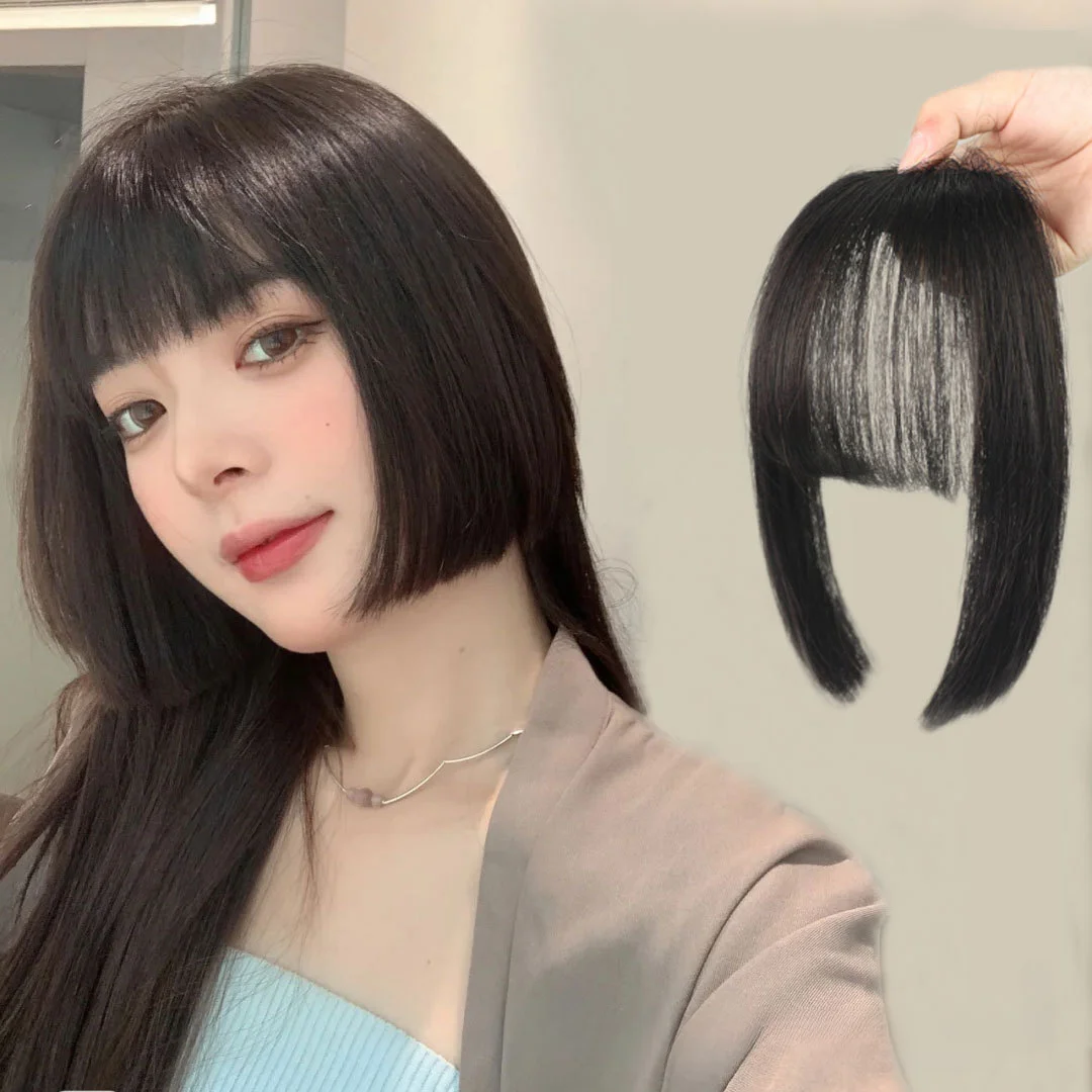 

Anime Clip in Bangs Straight Synthetic Princess Cut Bangs Hair Piece Fringe Flat Neat Bangs Hair Extension Clip on Bang Cosplay