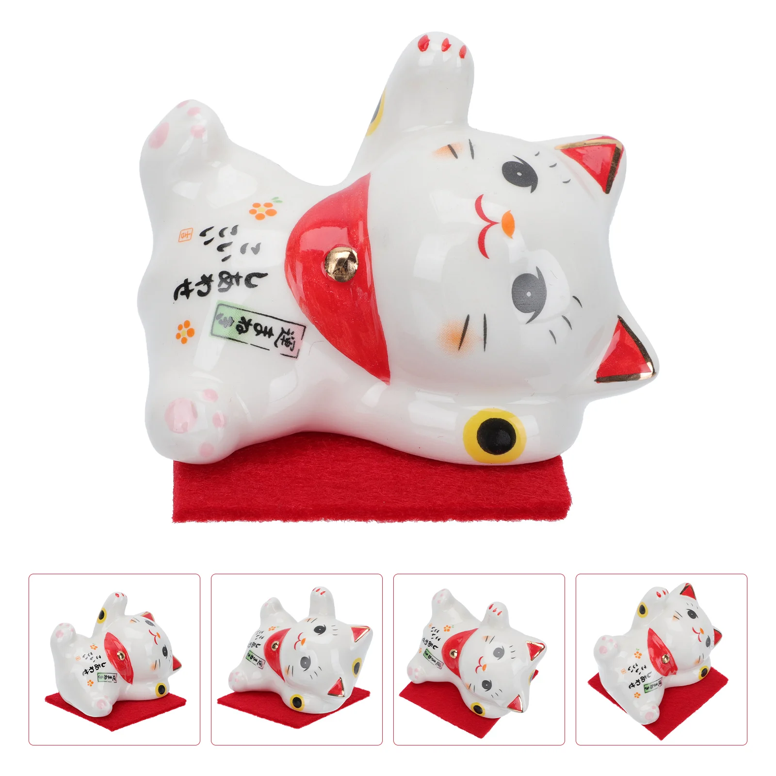 

Cat Lucky Fortune Statue Maneki Neko Waving Figurine Japanese Ornament Shui Feng Beckoning Car Good Mini Decor Ceramic Chinese