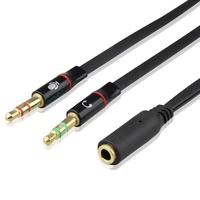 gold plated 3 5mm dual male to female conversion microphone headset computer 2 to 1 aaudio cable earphone adapter