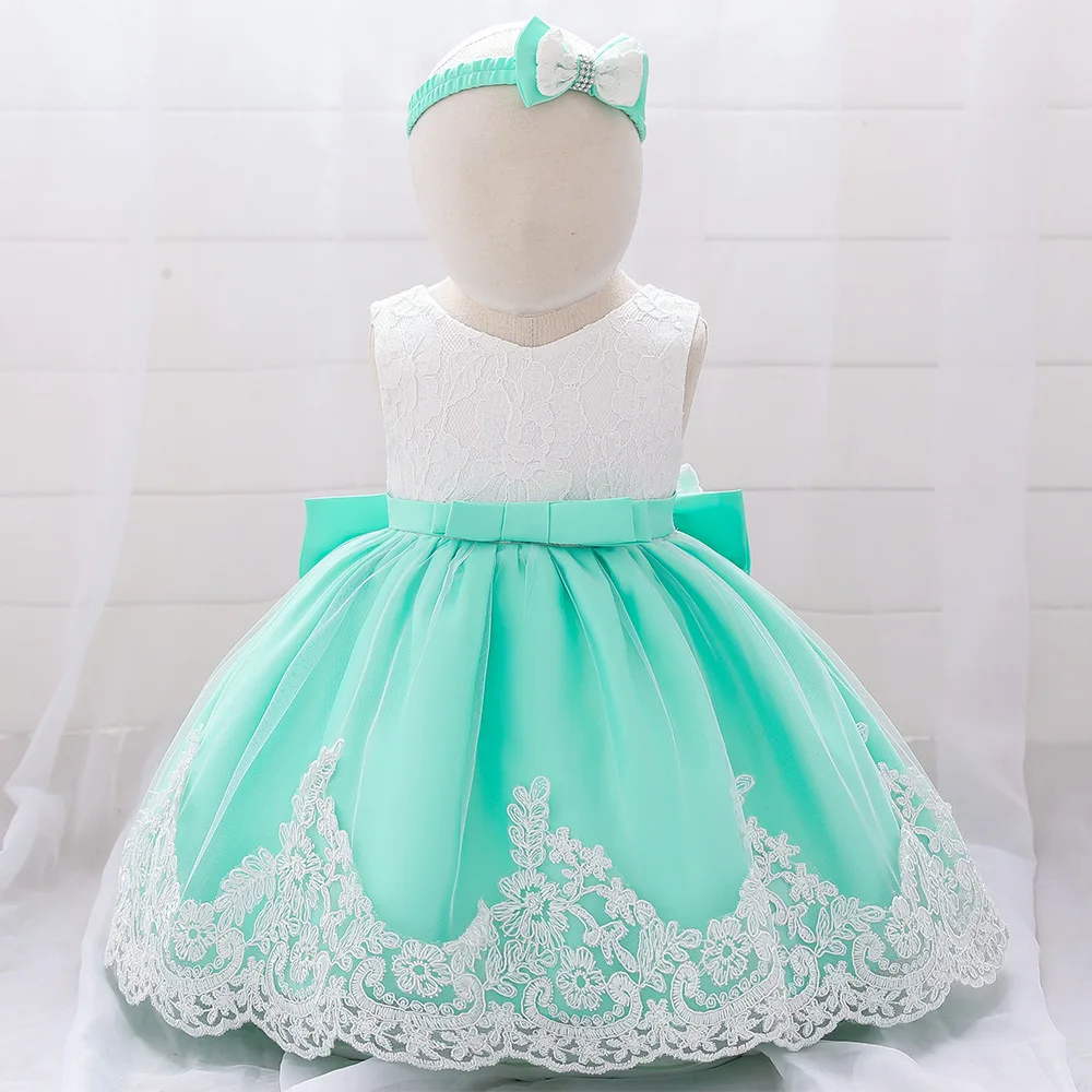 

Baby for Girls Bow Christening Dresses Kids Clothes Wedding Babies Baptism Flower Princess Tutu 1st Birthday Dress Party Gown