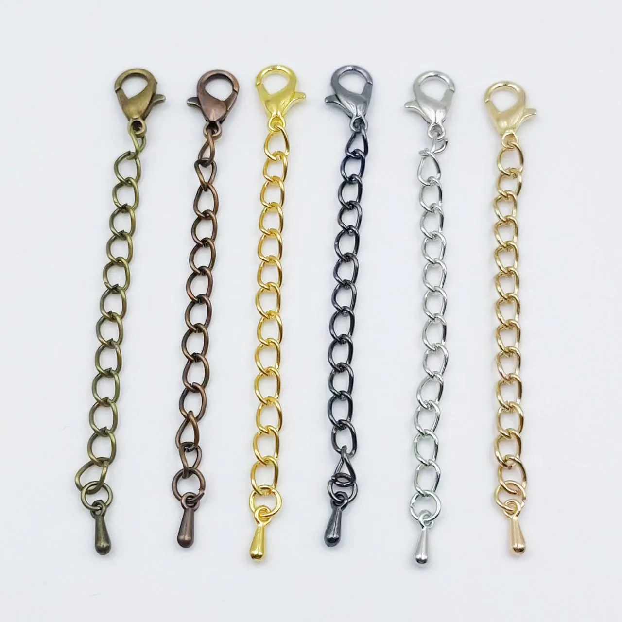 

20PCS/Lot50 70mm Lobster Clasp Water Drop Tail Chain Copper Wrapped Iron Extension Chain DIY Necklace Extension Chain Accessory