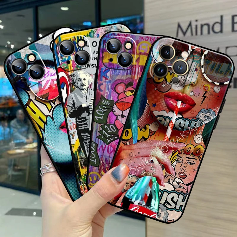 

Street Graffiti Oil Painting For Apple iPhone 13 12 11 Pro Mini X XR XS Max SE 5 5s 6 6S 7 8 Plus Phone Case Coque Soft Carcasa