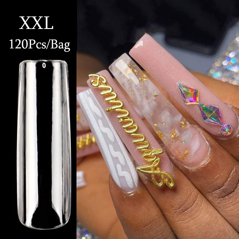 120 шт./мешок XXL Квадратные искусственные ногти Капсульные насадки для наращивания ногтей Маникюрные инструменты Гель X Накладные.