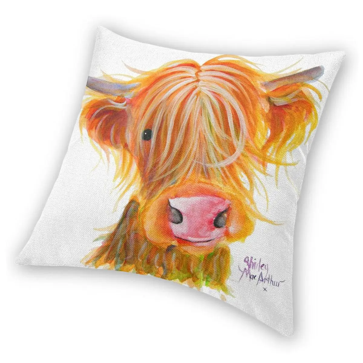 Scottish Highland Cow Square Pillowcase Polyester Linen Velvet Creative Zip Decorative Pillow Case Bed Cushion Cover 18" images - 6