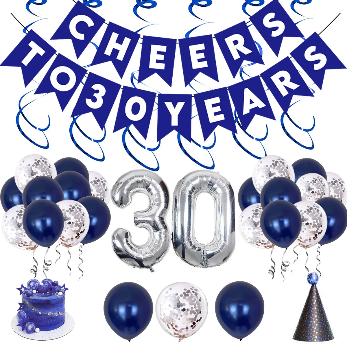 

Cheer 30 Year Old Balloon Banner 30th 40th 50th 60th Birthday Women Men Cheers &Beers 30 40 50 60 Year Old Baloon Garland Decor