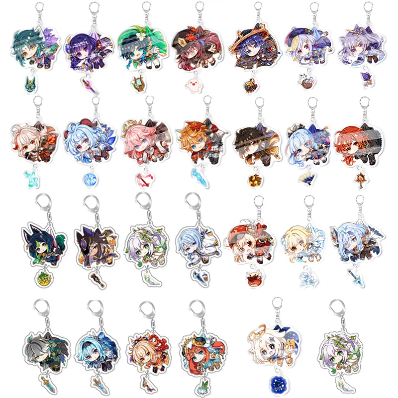 

Genshin Impact Anime Keychain Pendant Cartoon Cosplay Keychains Acrylic Car Key Chain Key Ring Men Women Child Jewelry Gift