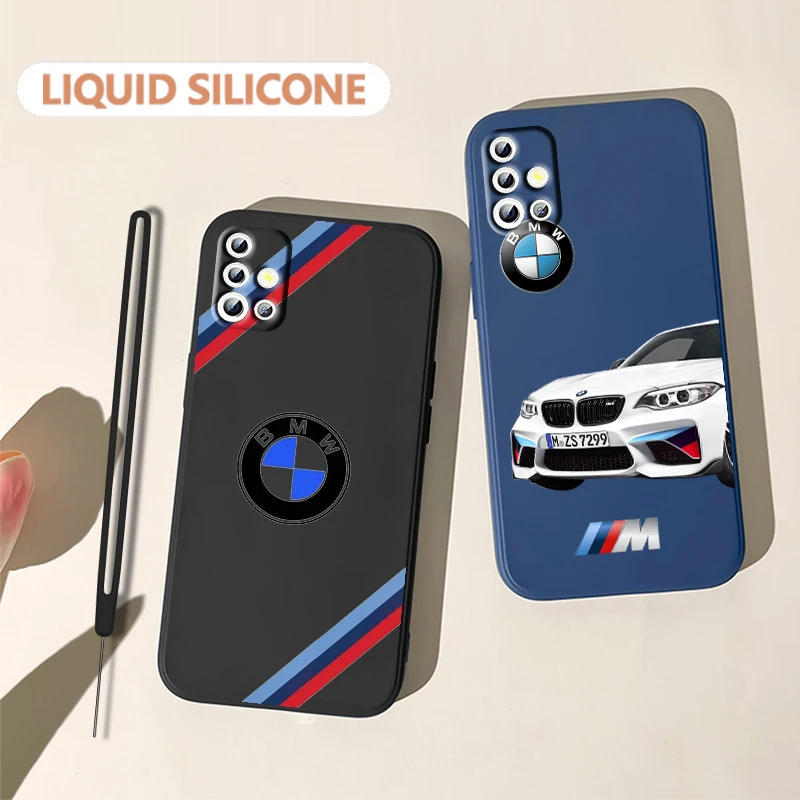 

Bmw Luxury Car For Samsung Galaxy A71 A51 A81 A91 A41 A31 A21S A11 A01 A50 A30 A20S Silicone Liquid Rope Phone Case Coque Capa