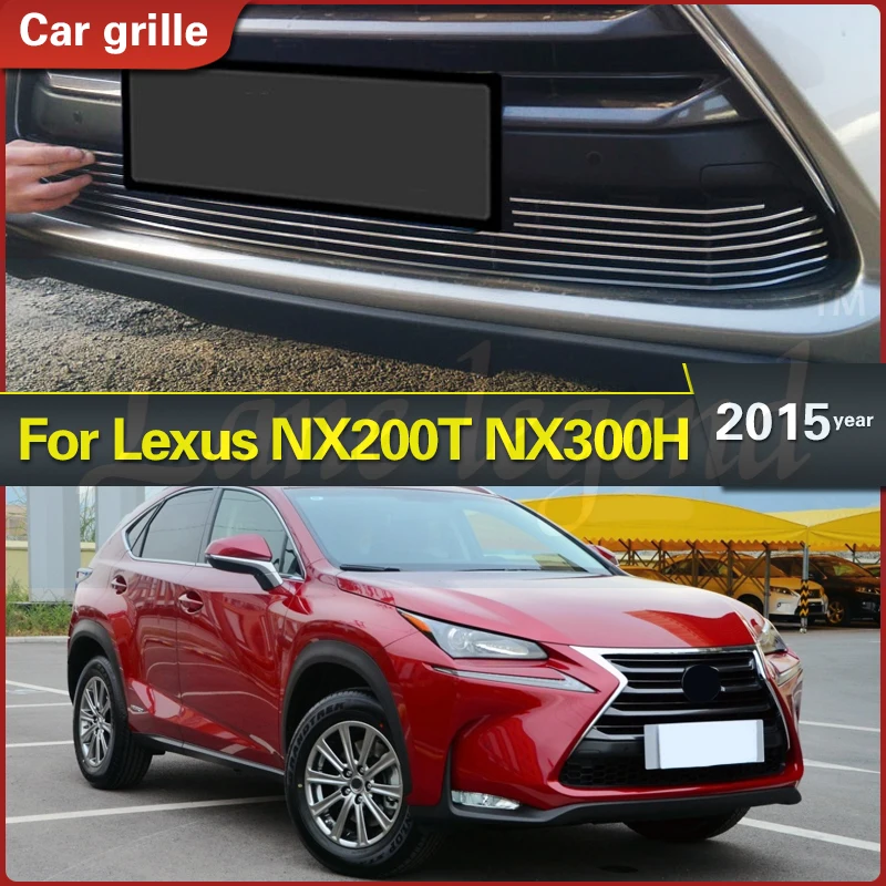 

High-quality Stainless Front Bottom Grill Grid Grille Trim 1pcs for LEXUS NX200T NX300H 2015 Grill Cover Racing Grill Body Kit