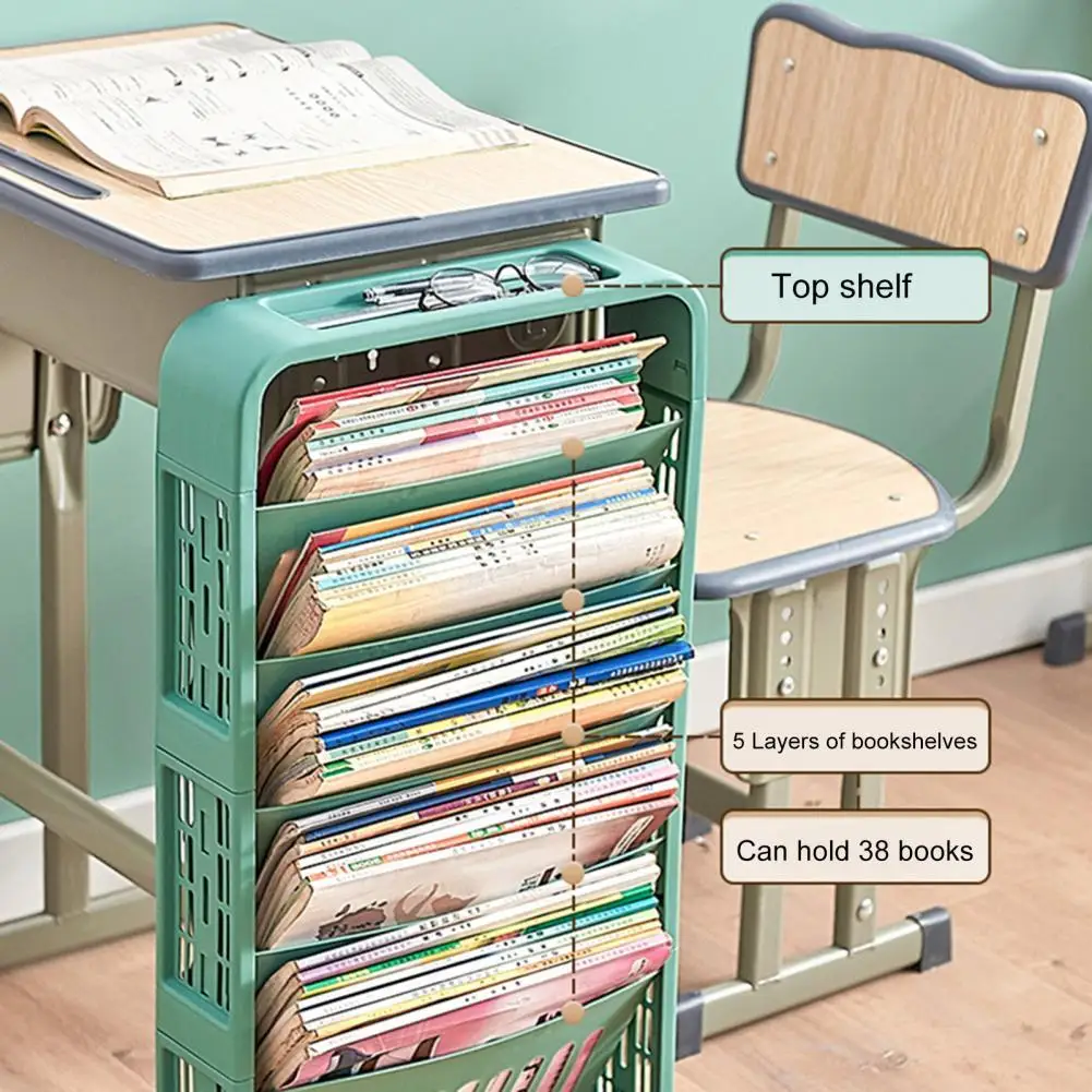 

Storage Holders Racks 5-Tier Space-saving Bookshelf Strong Load Bearing Stable Wide Application Student Bookcase for Classroom