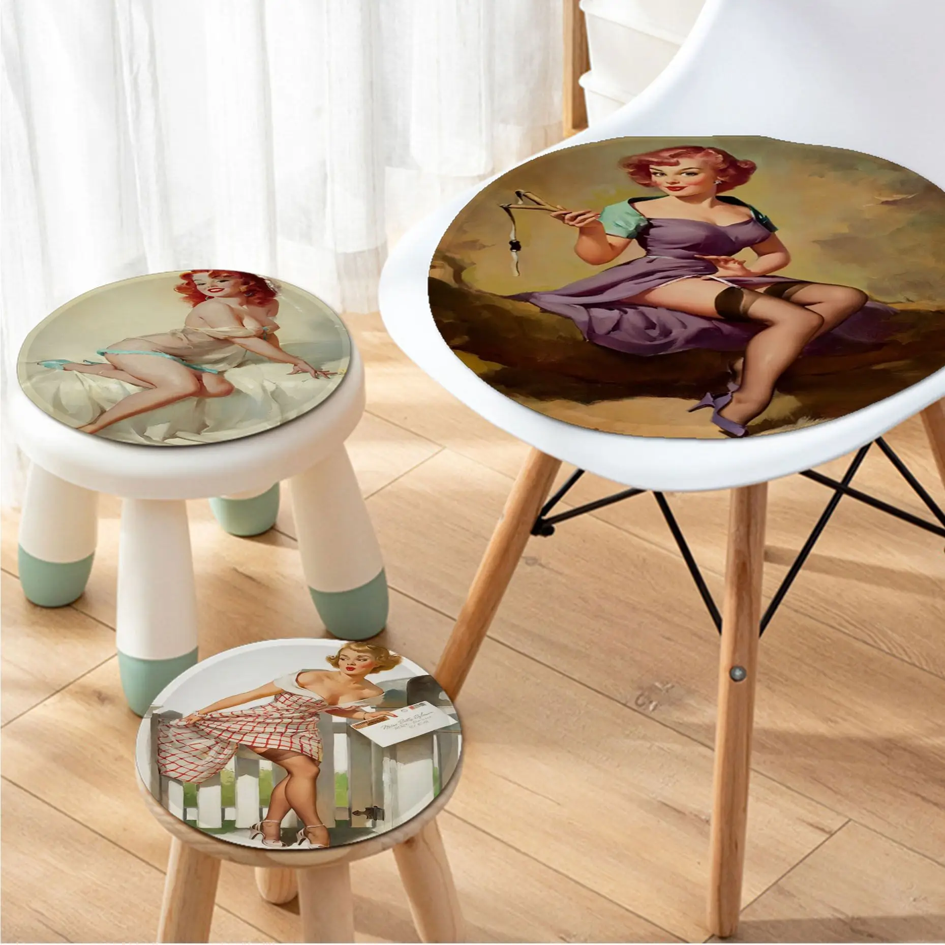 

Pin Up Girls Art Plush Cushion Home Back Cushion Soft Comfortable 50x50cm Chair Mat Pad