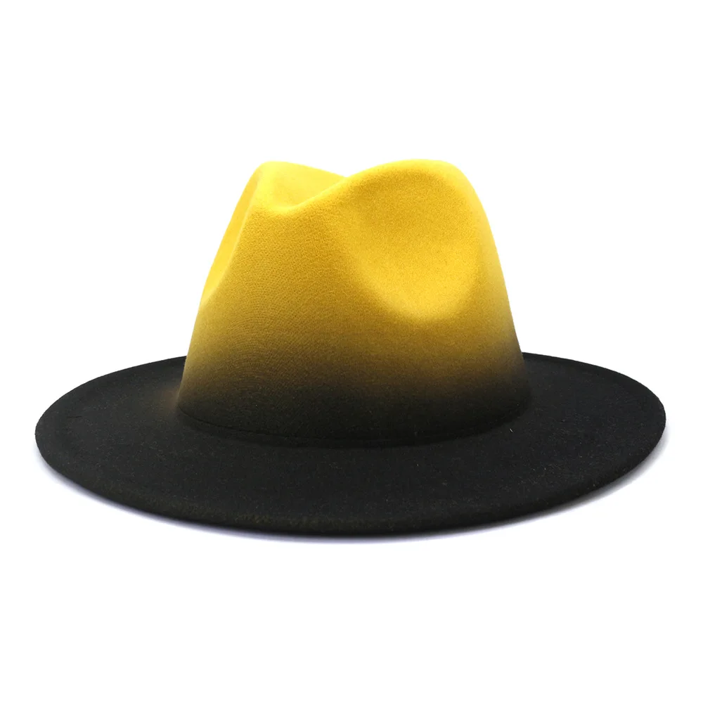 

New Fedora Wide Brim Print Tie Dye Men's and Women's Sun Hat Fashion Panama Hat Retro Gradient Jazz Hat Fedora Men