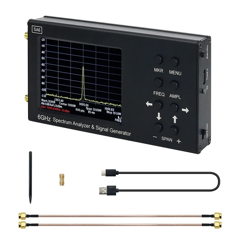 

SA6 6Ghz Spectrum Analyzer Signal Generator RF Signal Source Wi-Fi 2G 4G LTE CDMA GSM Beidou GPR