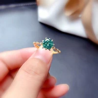 meibapj 1 carat green moissanite diamond simple flower ring for women 925 sterling silver fine wedding jewelry