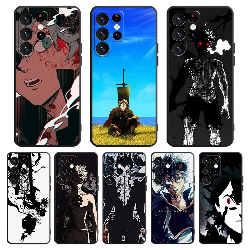 

Anime Black Clover Phone Case For Samsung Galaxy S23 S22 S21 S20 FE Ultra S10e S10 S9 S8 Plus Lite Black Cover