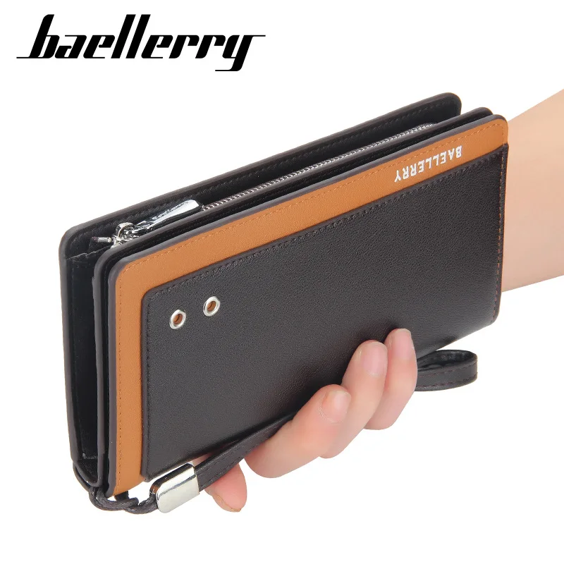 

Baellerry Retro Business Men's Wallet Large Capacity Multi Function Zipper Mobile Phone Bag Handbag for Men Carteira Masculina