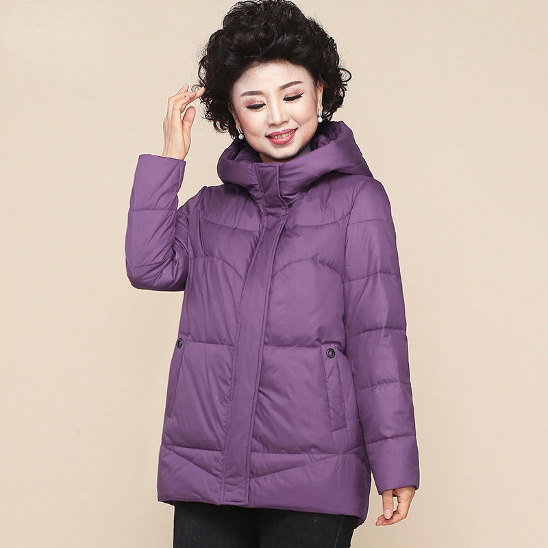 Middle-Aged Mother Female Classic Thick Warm Coats Cotton Padded Jackets Hooded Parkas Women 2022 Autumn Winter Outerwear F95