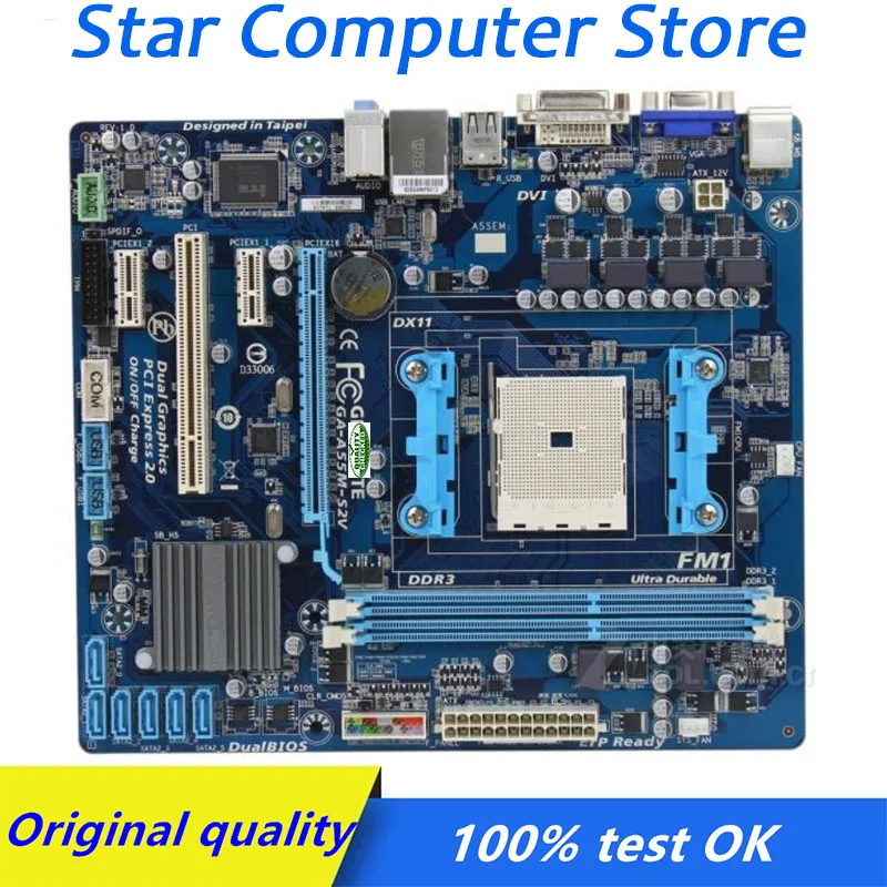 

For Gigabyte GA-A55M-S2V A55M-S2V Computer USB2.0 SATAII Motherboard FM1 DDR3 A55 Desktop Mainboard Used