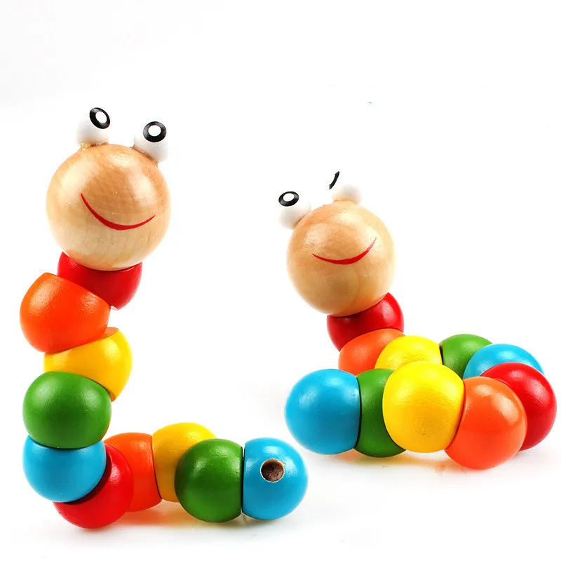 

Children's benefit intelligence toy simulation wooden Twister caterpillar children's hands wood variety color twister worm