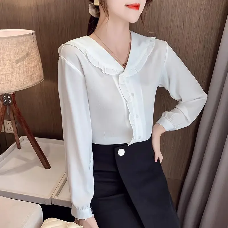 Шифоновая рубашка женская осенняя коллекция 2023 новый корейский дизайн