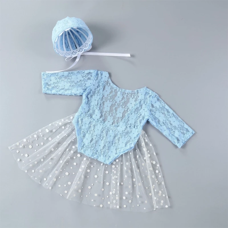 

3Pcs Newborn Photography Props Baby Girl Lace Ribbon Rompers Headdress Rompers Set Infant Girl Headdress Outfits