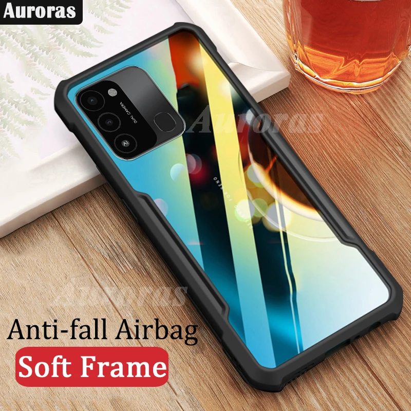Чехол Auroras для Tecno Spark 8C противоударный чехол блестящий прозрачный с мягкой рамкой