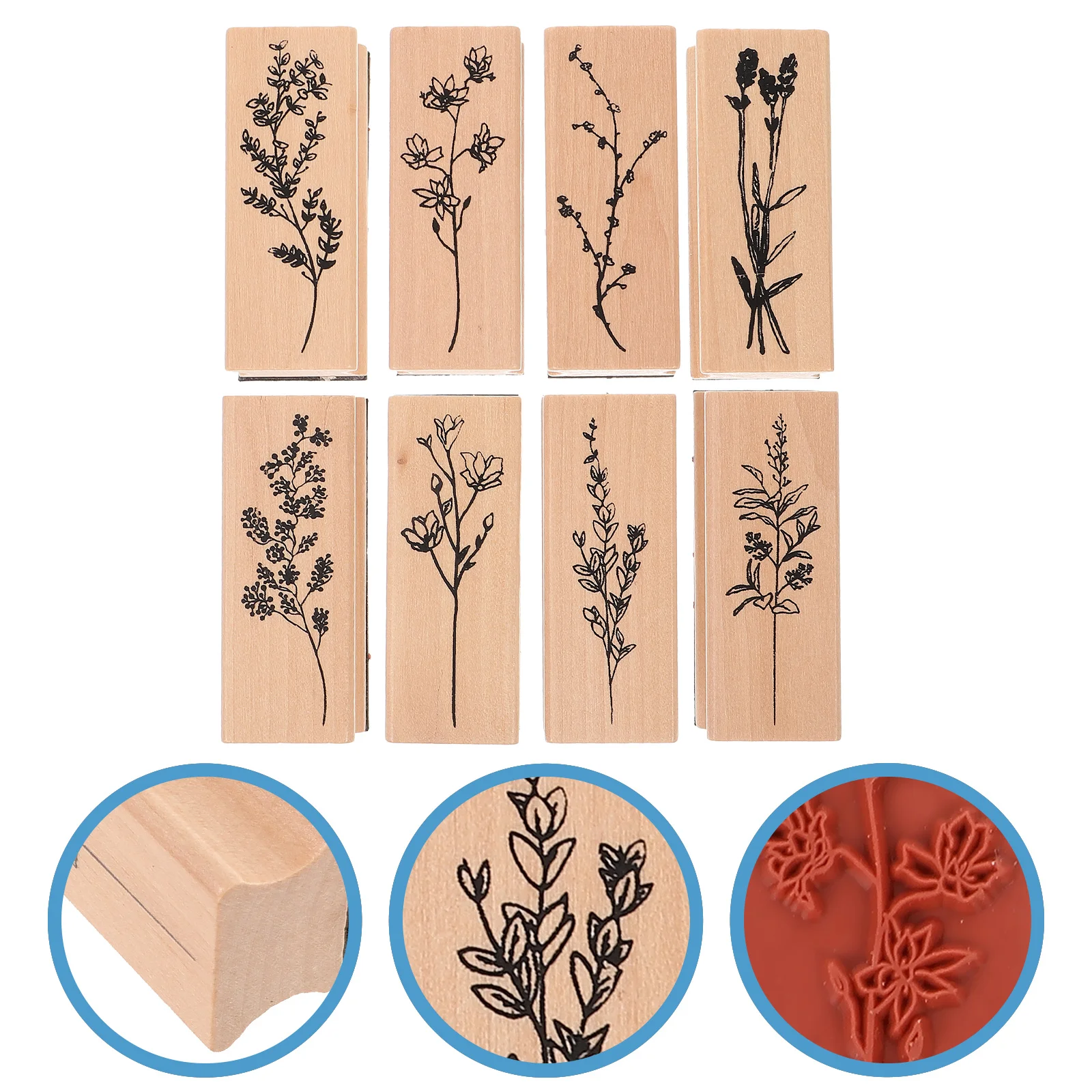

8pcs Wooden DIY Stamps Decorative Stamps Journal Crafting Stamps Multi-function Wooden Stampers