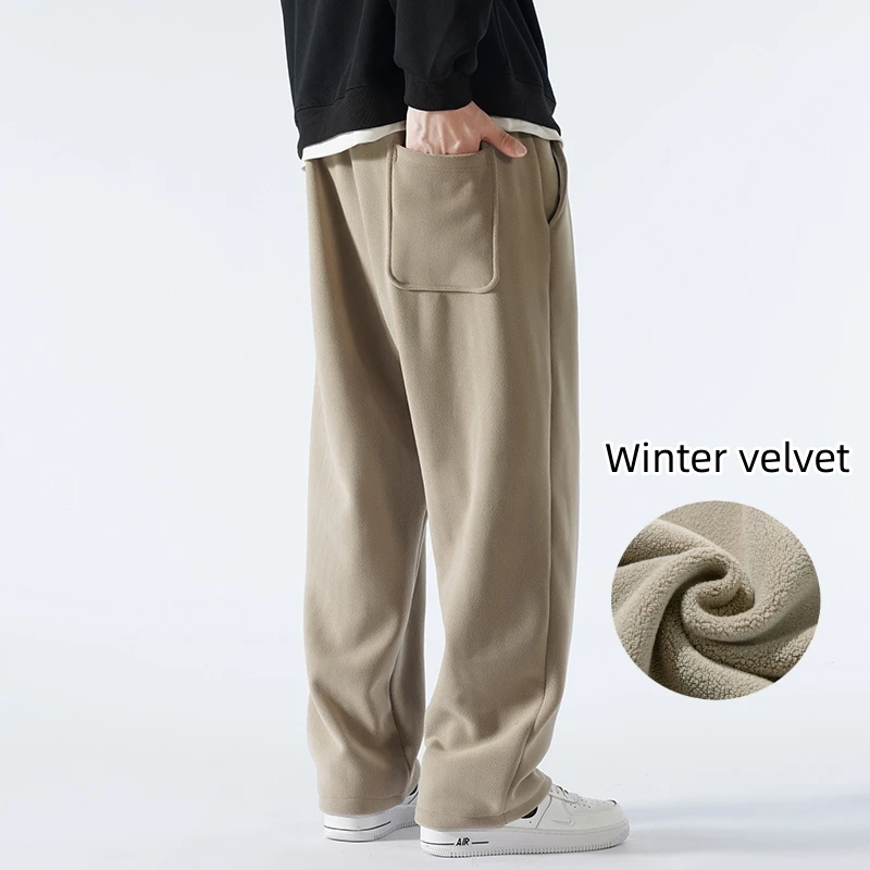Зимние толстые флисовые теплые спортивные штаны мужские утолщенные широкие