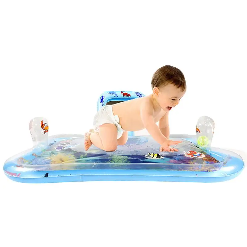 Mat PVC Mirror Water Play Mat With Rattle Buzzer Inflatable Baby Water Mat For Baby Boy Girl PVC Infants Toddlers Fun Toys