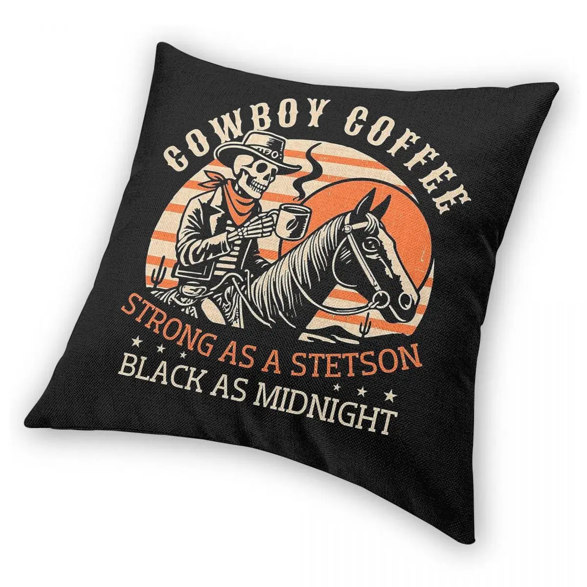 Наволочка для подушки Cowboy Coffee Stronger As Stetson Square, полиэстер, лен, бархат, с узором, на молнии, декоративная, для автомобиля, оптом (art.: 3920da1d09fa9) - 3920da1d09fa9