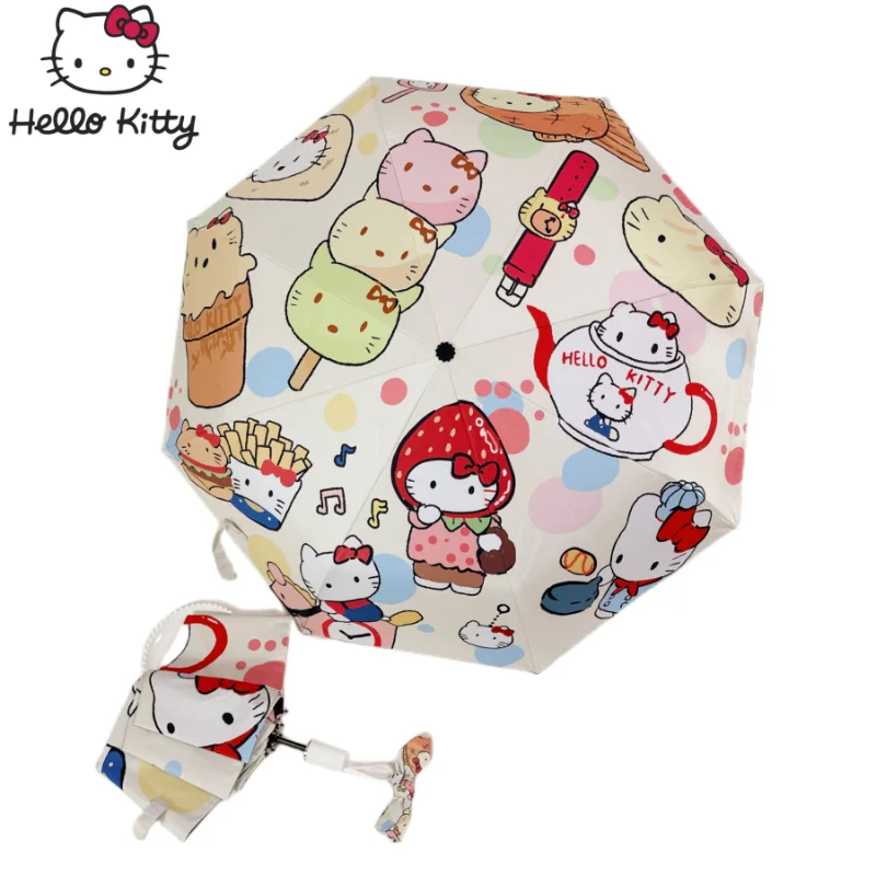 

Женский виниловый Зонт Hello Kitty, с автоматическим солнцезащитным козырьком, изысканный прочный праздничный подарок в виде сердца для девушек