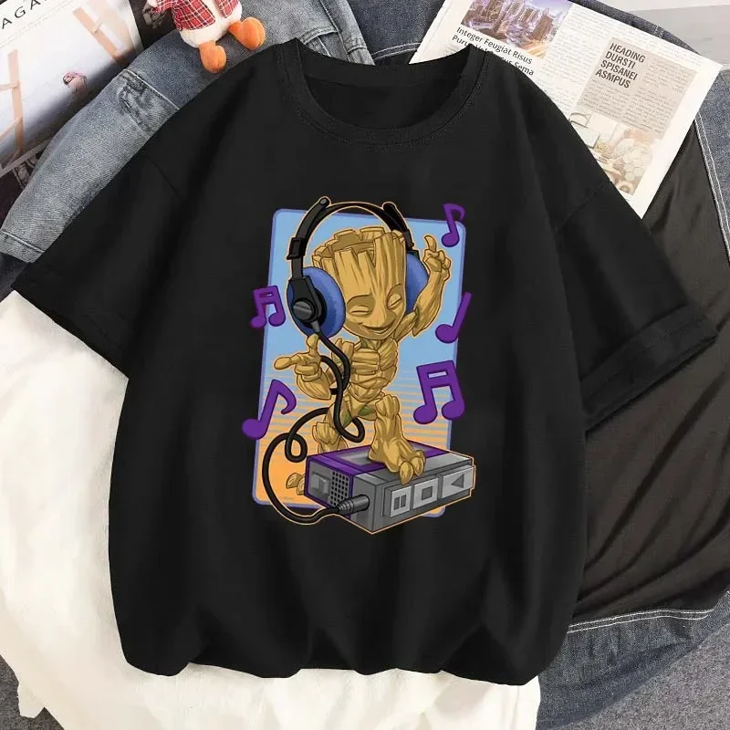 Футболки с принтом Marvel Groot футболка рисунком Диснея летняя женская короткими