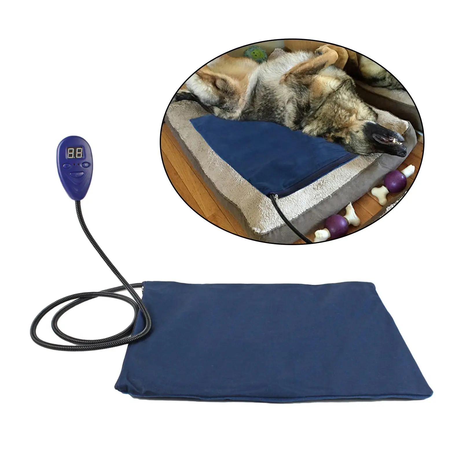 

Pet Electric Heat Pad Bed Blue Heated with Thermostat Anti Bite Tube Blanket Heat Cushion for Cats Winter Whelping Dogs Animal