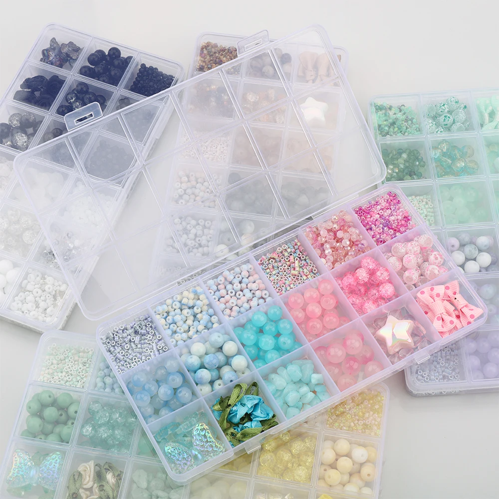 Набор Стеклянных Бусин Для Изготовления Ювелирных Изделий Круглые Хрустальные