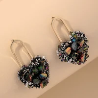 exquisite shiny black rhinestone heart stud earring for women 2022 new trendy korean fashion luxury elegant earring aesthetic