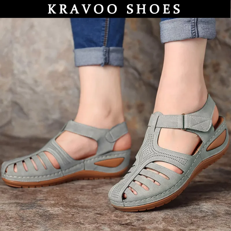 

KRAVOO Women Sandals Bohemian Style Summer Shoes For Women Sandals With Heels Gladiator Sandalias Mujer Elegant Wedges Shoes