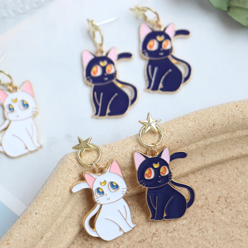Серьги-гвоздики Luna в виде кота для женщин современные серьги-капельки стиле