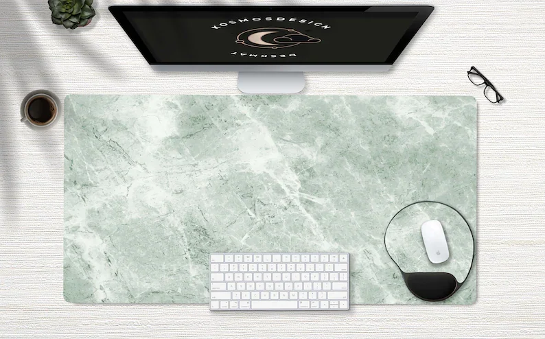 

Mint Green Marble Desk Mat, Green Desk Mat, Office Desk Accessories, Computer Desk Mat, Gaming Mouse Pad, Cute Desk Pad, Large M