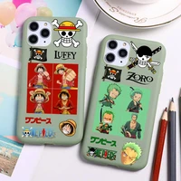 one piece luffy zoro ace sanji phone case for iphone 13 12 11 pro max mini xs 8 7 6 6s plus x se 2020 xr candy green cover