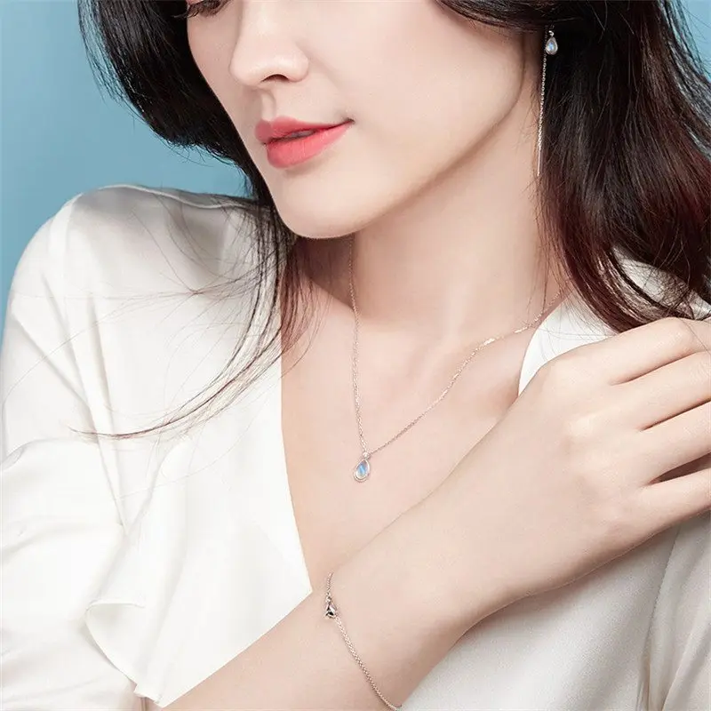 Синяя подвеска в виде капли воды модные ювелирные изделия из стерлингового