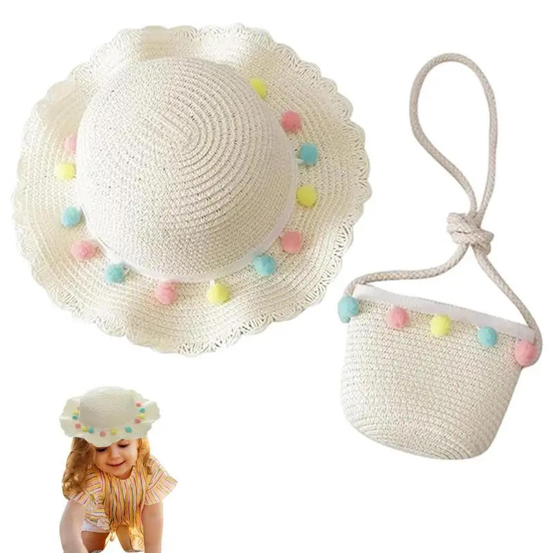 

Hat And Bag Set For Girls Kid's Beach Bag And Straw Hat Set Beautiful Design Summer Outdoor Accessory For Beach Poolside Travel