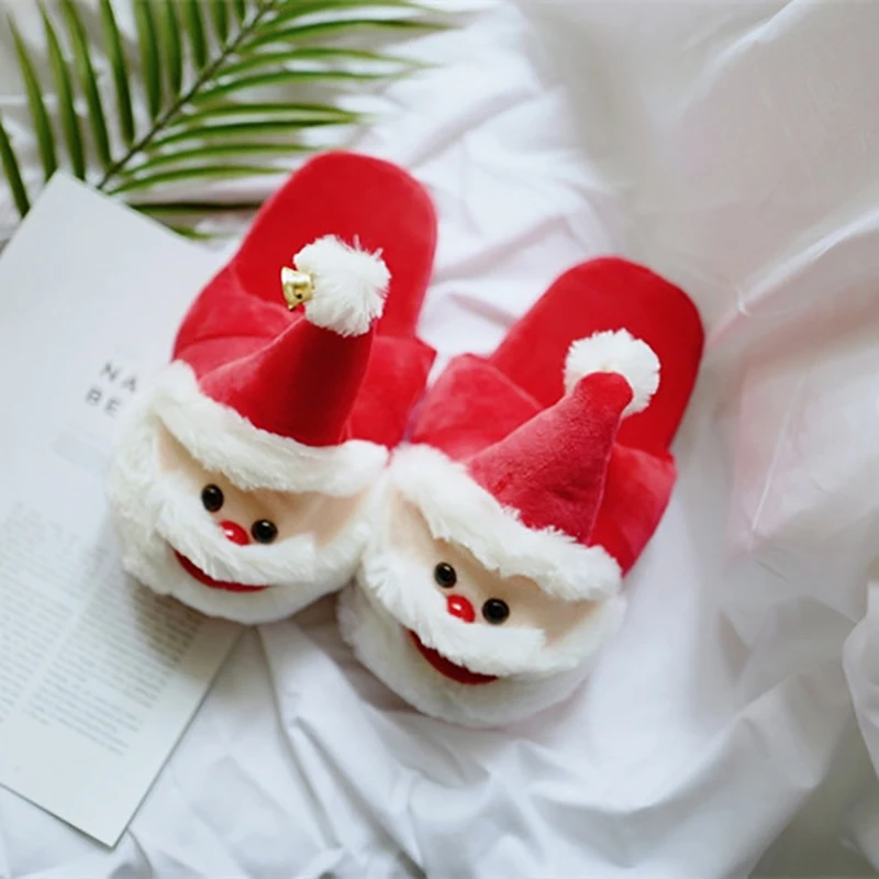 Lovely Women Slippers Santa Claus Winter Shoes Cartoon Plush Slippers Merry Christmas Women Warm Fluffy Funny Slipper