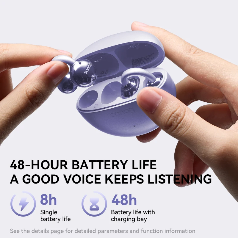 Sanag S7S AI Free Clip открытые наушники Bluetooth 5,4 наушники AI Assistant беспроводная гарнитура IPX4 растягивающиеся наушники-вкладыши (art.: 3920cb2bb4dbe) - 3920cb2bb4dbe