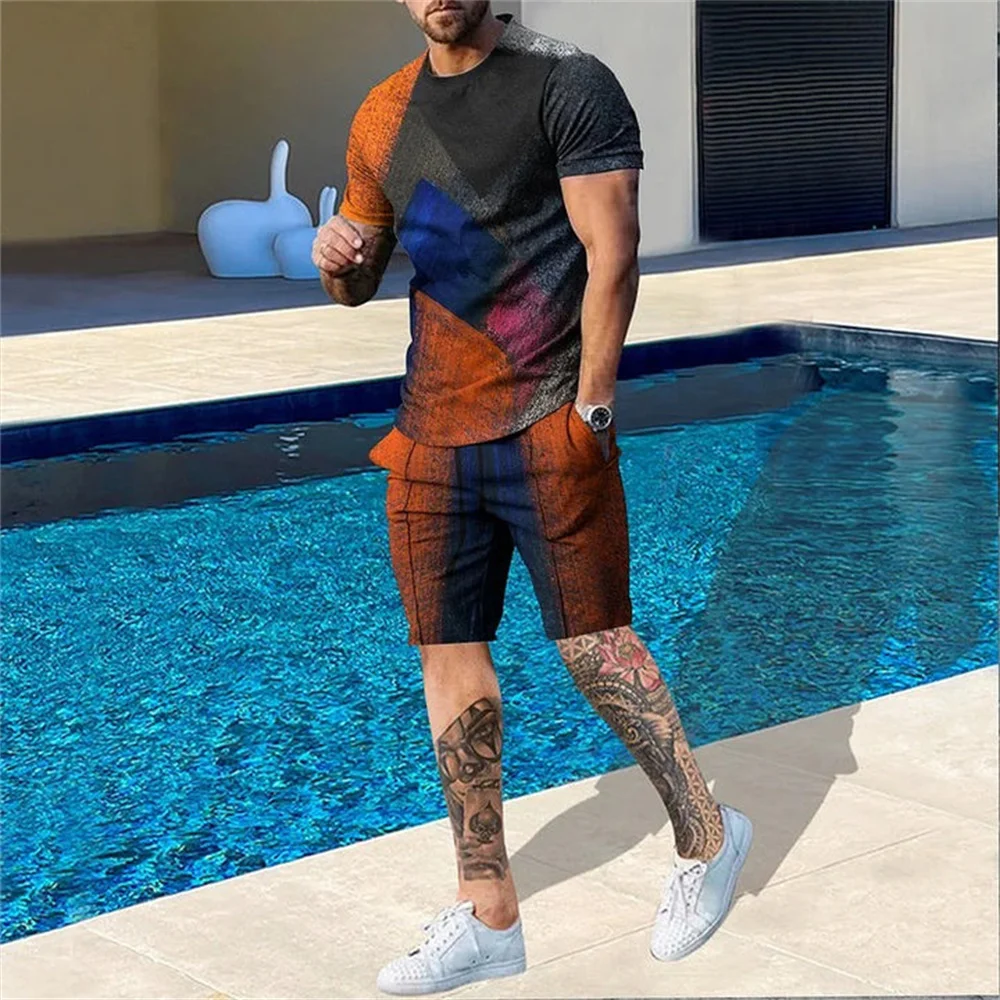 Men Tracksuit New 3d Printed T Shirt Shorts Sportswear Mens Clothing Suit Man Oversized Jogger Casual Set Summer Streetwear Suit