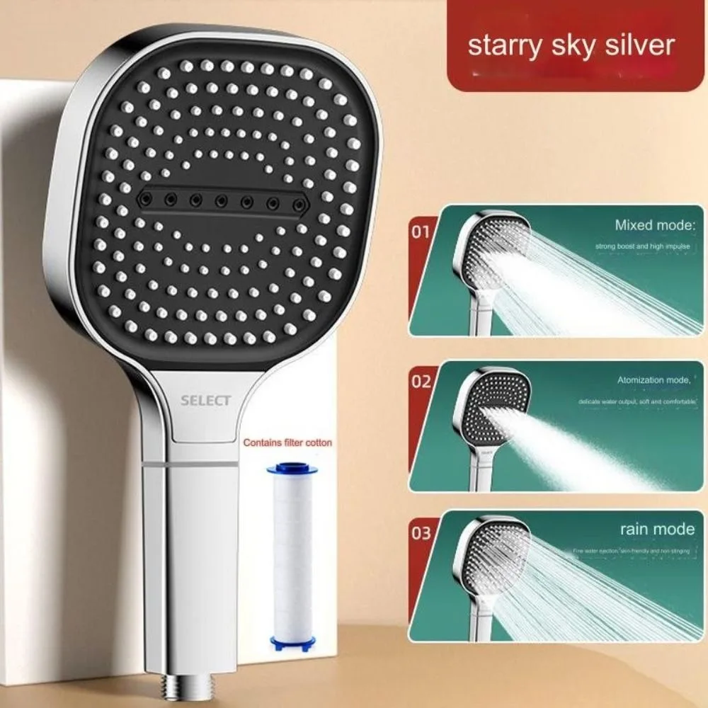 

Универсальная насадка для душа с большой панелью 13 см, 3 режима, водный массажный душ высокого давления, сменные аксессуары для ванной комнаты