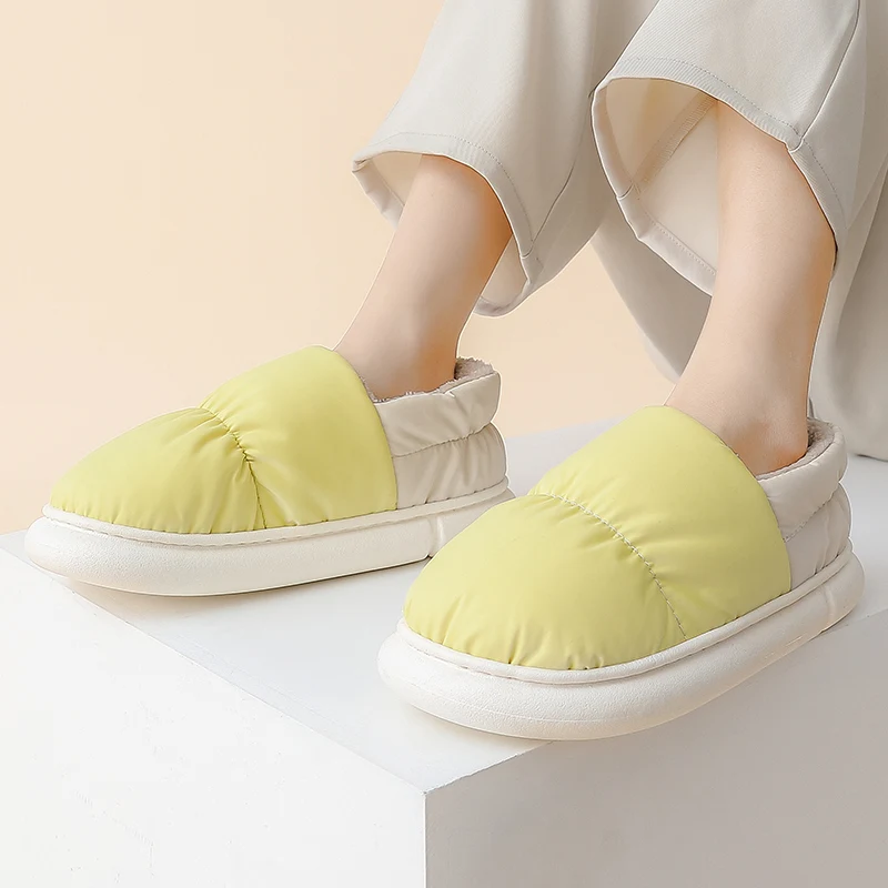 Winter Warm Toast Women Men Slippers Plush Non-Slip Cotton Dual Indoor Fur Outdoor Home Wrap Thick Sole Ladies Couples Shoes