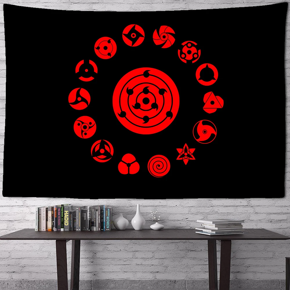 

Japanese Ninja Anime Runes Tapestry Mysterious Meditation Psychedelic Art Wall Hanging Tapestries for Living Room Decor