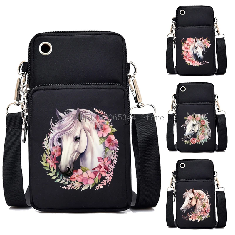 2024 маленькие сумки через плечо на молнии женские акварельные с принтом лошади