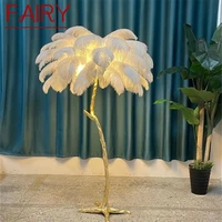 fairy nordic vintage floor lamp modern creative brass simple led feather standing light for home living room bedroom decor