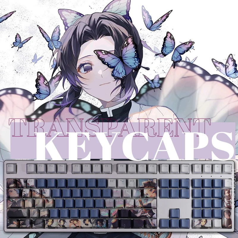 Kochou Shinobu Transparent Keycap  dye sublimation oem keycaps  sakura  ahegao  blue spacebar esc enter  keycaps anime