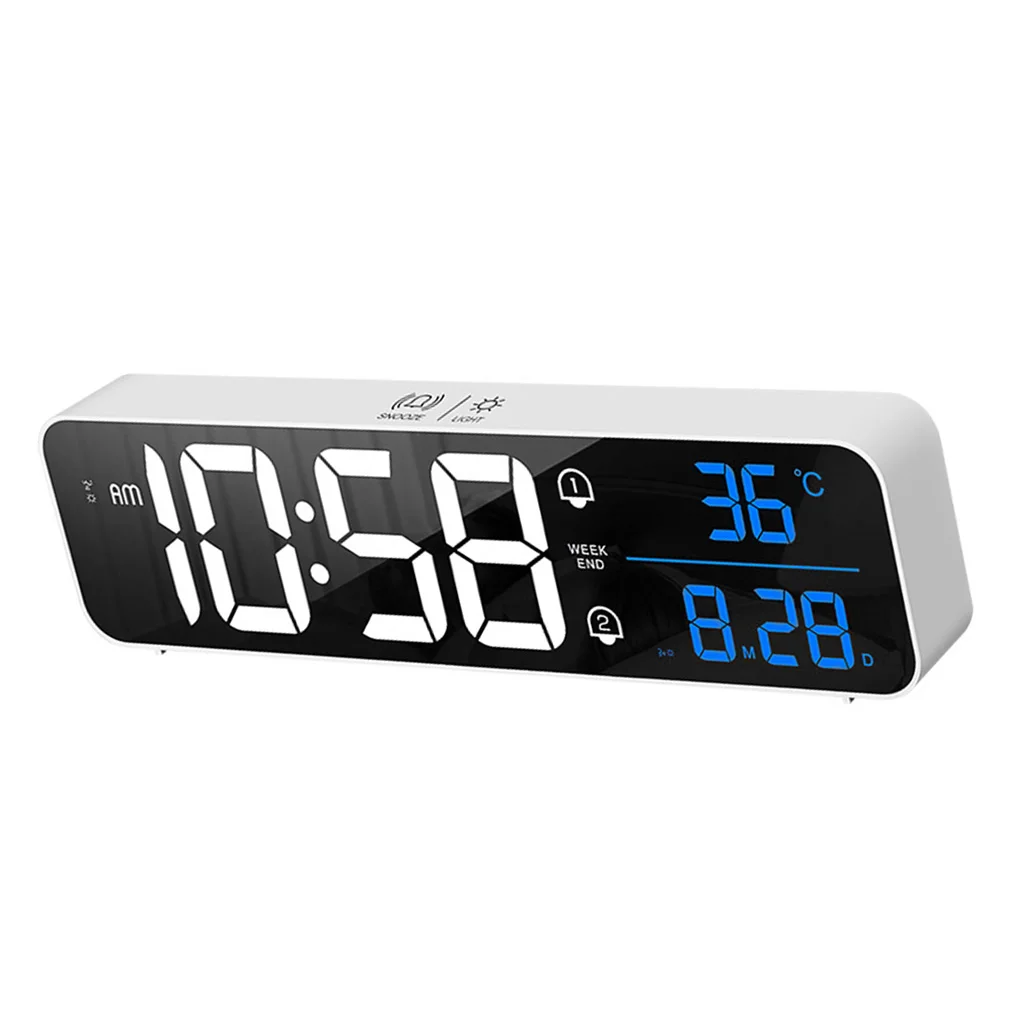 

New Music LED Digital Alarm Clock Temperature Date Display Desktop Mirror Clocks Home Table Decoration Electronic Clock 2000 MAh